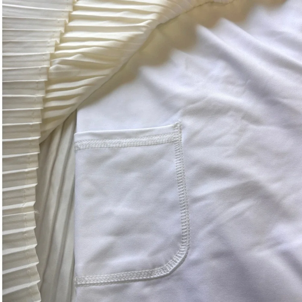DKNY Sport White Pleated Mini Tennis Skirt Logo Waistband DP2S4862 Small NWT‎